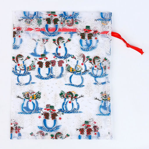 Мешок подарочный Снеговики на лыжах, р. 25 32 см, органза - Страна карнавалия фото 2