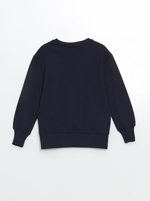 Bisiklet Yaka Bask?l? Erkek ?ocuk Sweatshirt