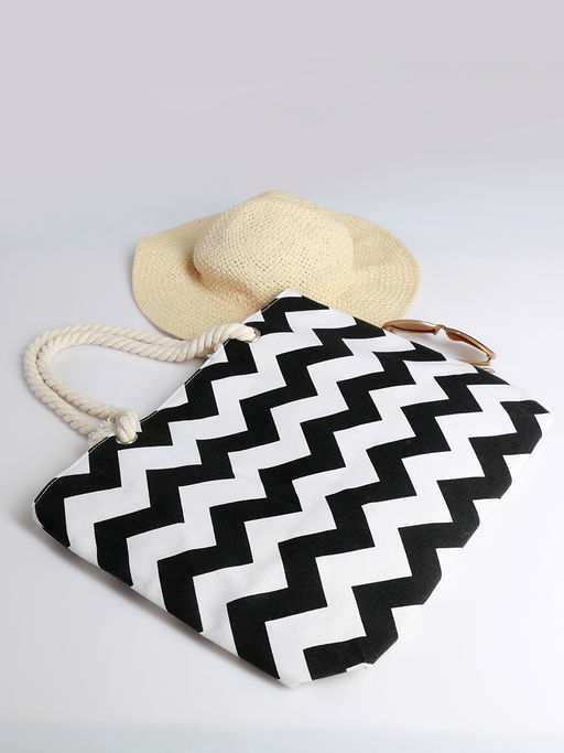 Сумка пляжная черно-белая - Almond фото 2