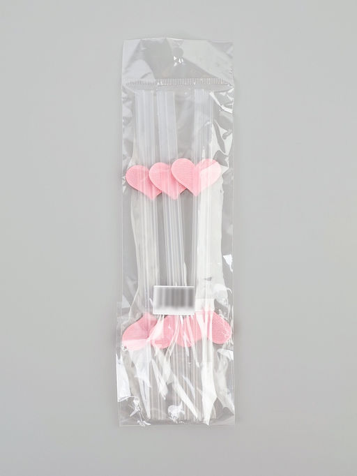Трубочки для коктейлей Сердечки, розовые, 6 шт.