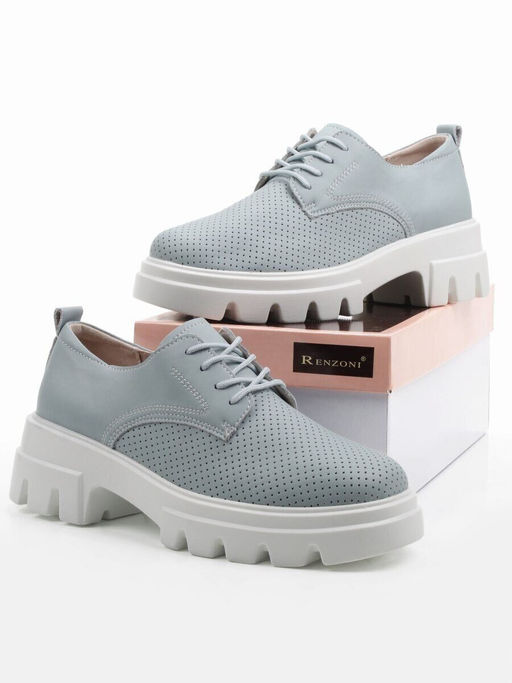 03-HY11-3D GRAY/LT. BLUE Полуботинки летние женские (натуральная кожа)