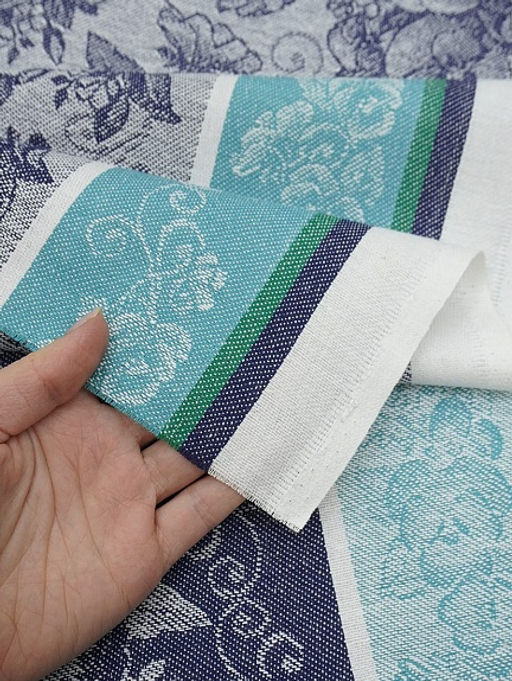 Холст полотенечный жаккард Нежная фиалка цв.чернильный, ш.0.5м, лен-30%, хл-70%, 210гр/м.кв - Купава фото 4