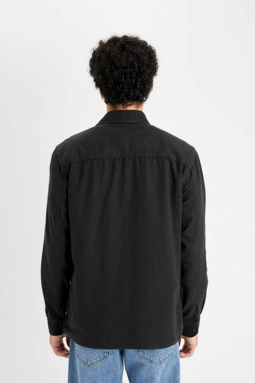 Хлопковая рубашка обычного кроя с длинными рукавами - Defacto фото 6