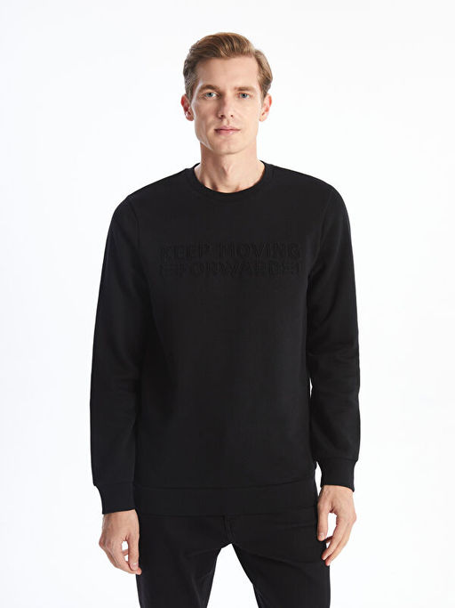 Bisiklet Yaka Uzun Kollu Erkek Kal?n Sweatshirt