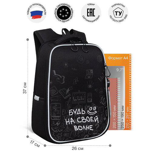 RAw-695-6 Рюкзак школьный с картхолдером на держателе - Grizzly фото 40