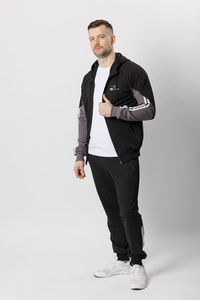 Спортивный костюм М-1864: Чёрный / Кофе - Relay фото 2