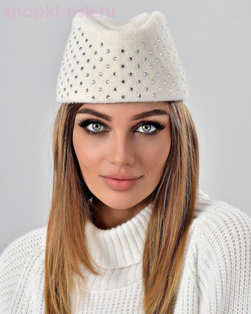 Бархат стразы россыпь Пилотка флис (56-58)