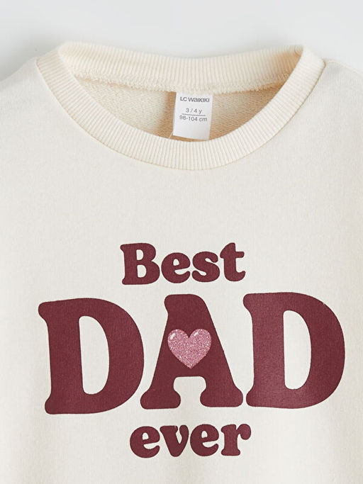 Bisiklet Yaka Bask?l? K?z ?ocuk Sweatshirt