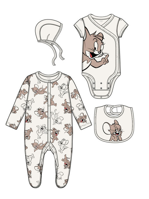 PlayToday / Комплект для девочки: боди, комбинезон, нагрудник, чепчик