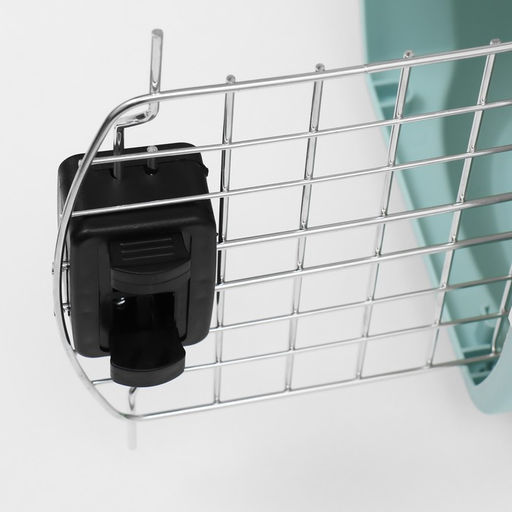 Переноска для животных пластиковая с металлической дверью 47х32,5х30 см, вес до 9 кг, голубая 9343 - Пижон фото 8