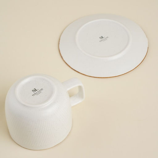 Чайная пара фарфоровая SL Home «Волна в камне», 2 предмета: чашка 200 мл, блюдце d=12,5 см, цвет белый