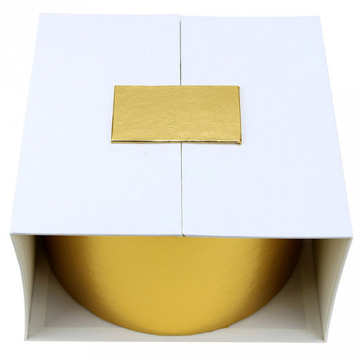 Коробка подарочная 22х22х13см "Круг" золотой в белой коробке (ДМ)