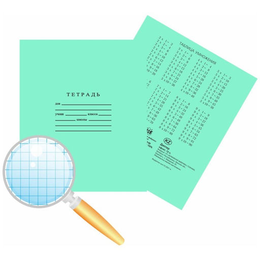 Цена за 300 шт. Тетрадь 12 листов в крупную клетку «Зелёная обложка», плотность обложки 80 г/м²