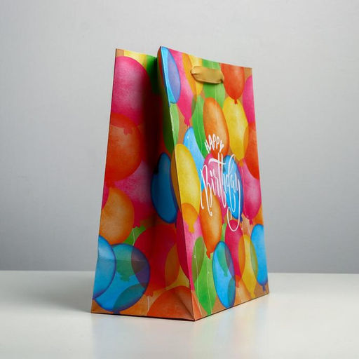 Пакет крафтовый вертикальный Happy birthday, ML 27 х 23 х 11.5 см - Дарите счастье фото 2