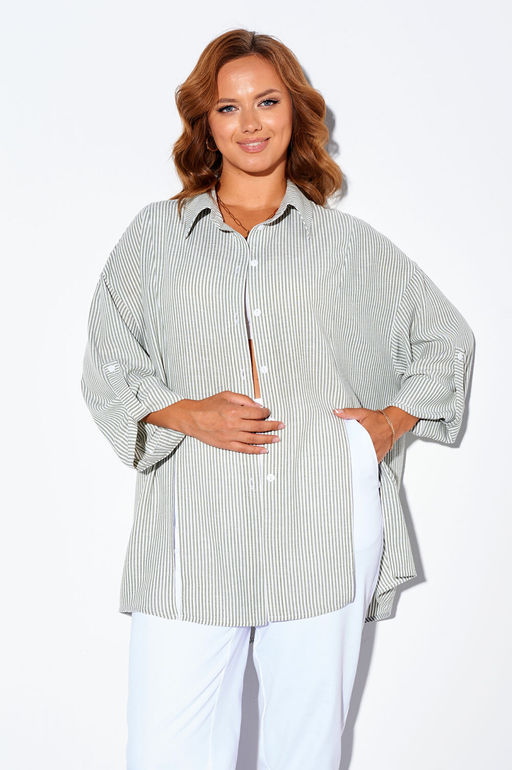 Рубашка Liona Style 897 оливковая полоска