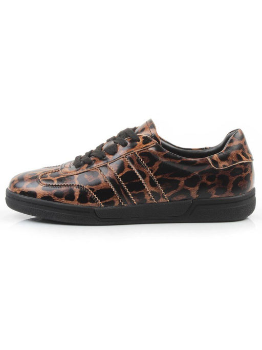 03-B6C-7PC BROWN/LEOPARD Кеды женские (натуральная кожа)