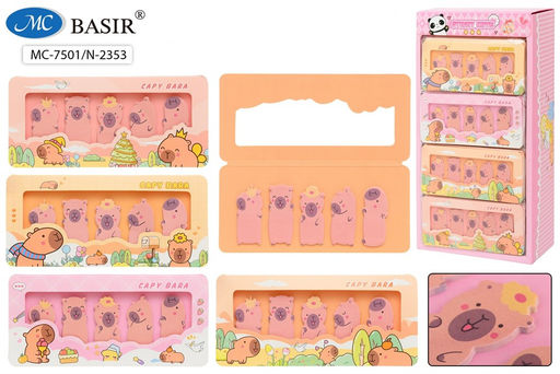 Цена за 2 шт. Закладки самоклеящ. фигурные Basir "Капибара" (MC-7501/N-2353) 5шт.