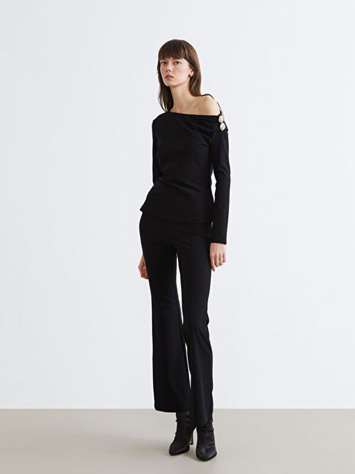 Kay?k Yaka B?zg?l? Bluz