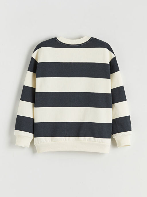 Bisiklet Yaka ?izgili Erkek ?ocuk Sweatshirt