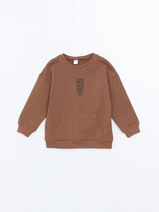 Bisiklet Yaka Uzun Kollu Bask?l? Erkek Bebek Sweatshirt ve E?ofman Alt 2li Tak?m