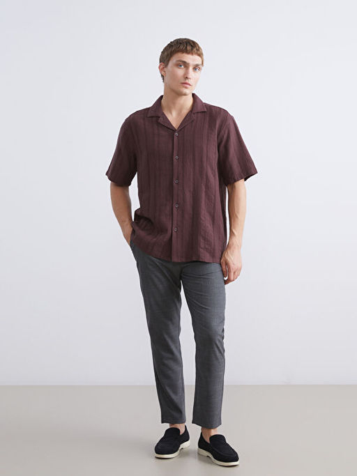 Regular Fit Resort Yaka K?sa Kollu Erkek G?mlek