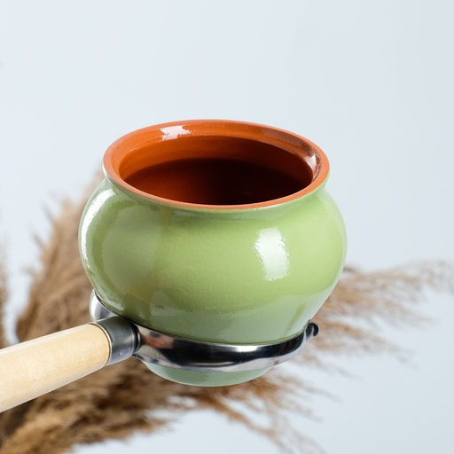 Горшочки для запекания Вятская керамика, набор 6 шт., ухват, полка, 500 мл, салатовый