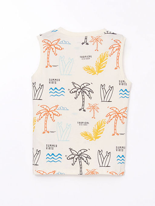 Bisiklet Yaka Bask?l? Erkek ?ocuk Atlet 2li