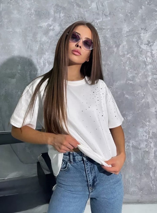 K11056 Футболка OVER SIZE (замша) БЕЛЫЙ