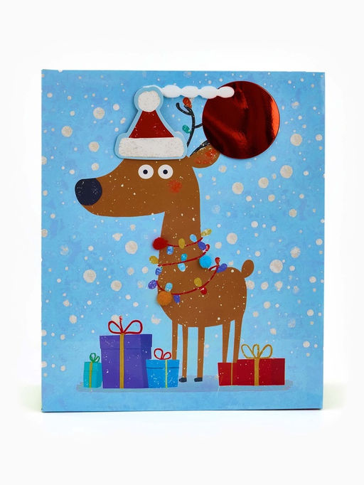 Набор подарочных пакетов «Новый год», 3 шт., голография, с шильдиком и объёмным декором, 25×30.5×12.5 см