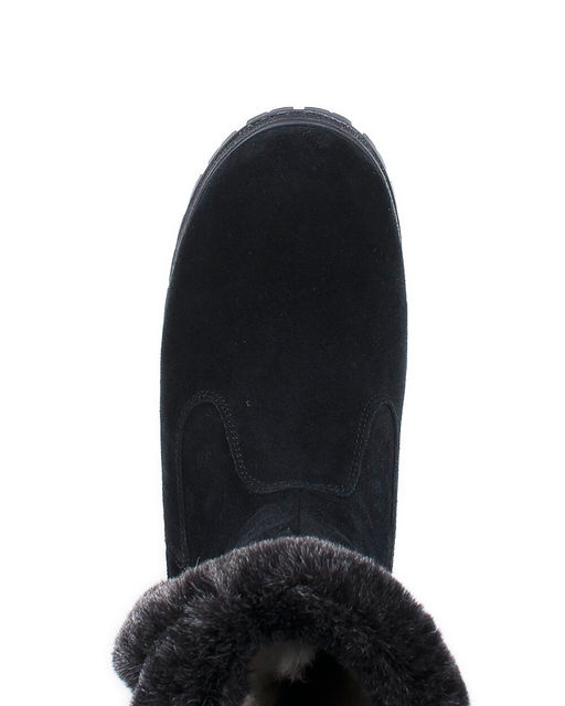 Полусапожки женские на литой подошве, черные, замша, молния.