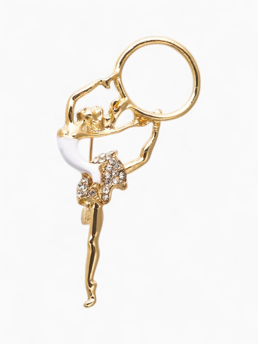 Цена за 2 шт. Брошь Гимнастка с хулахупом, цвет белый в золоте