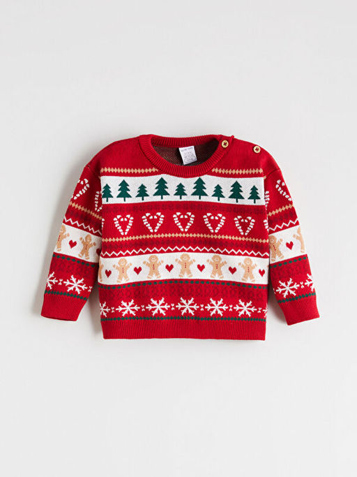 Bisiklet Yaka Y?lba?? Temal? K?z Bebek Kazak ve Tayt