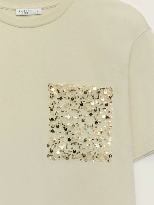 Футболка из хлопка с декоративным карманом / Zarina