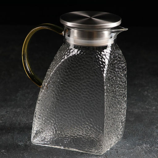 Кувшин для воды Magistro «Сара», 1.4 л, 15.5×9×20 см, с металлической крышкой, стекло, прозрачный