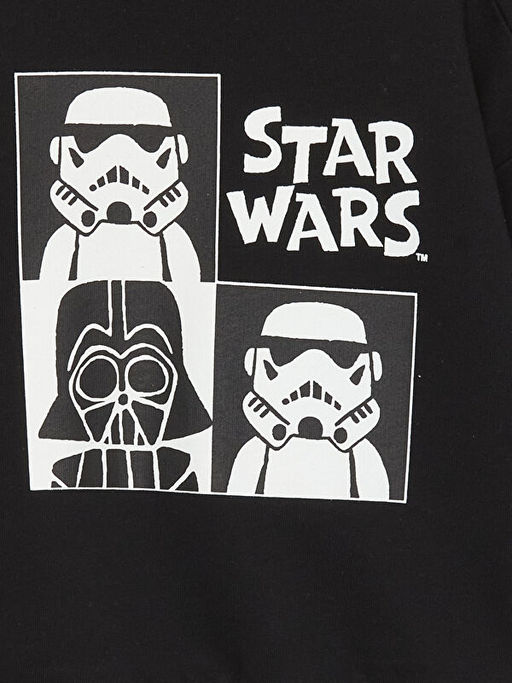 Bisiklet Yaka Star Wars Bask?l? Uzun Kollu Erkek Bebek Sweatshirt - Waikiki фото 2