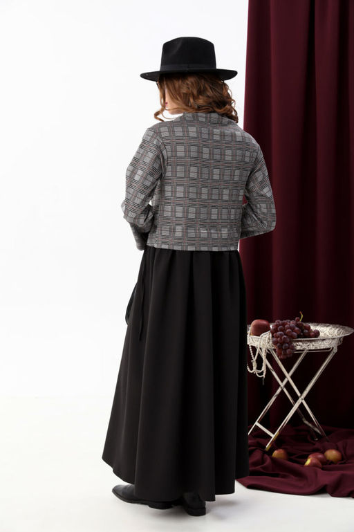 Платье NIKVA н924-5 серая клетка+чёрный  фото 4