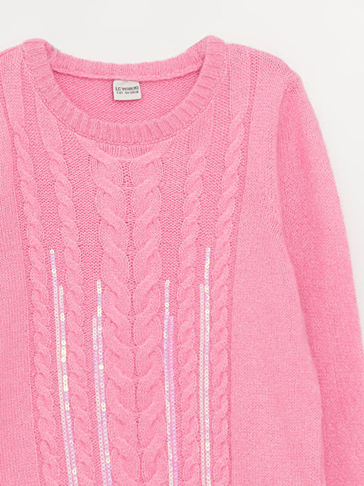 Bisiklet Yaka Uzun Kollu K?z ?ocuk Triko Kazak - Waikiki фото 3