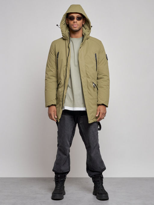 Парка мужская зимняя удлиненная молодежная зеленого цвета 8305Z - Wonderrman фото 6