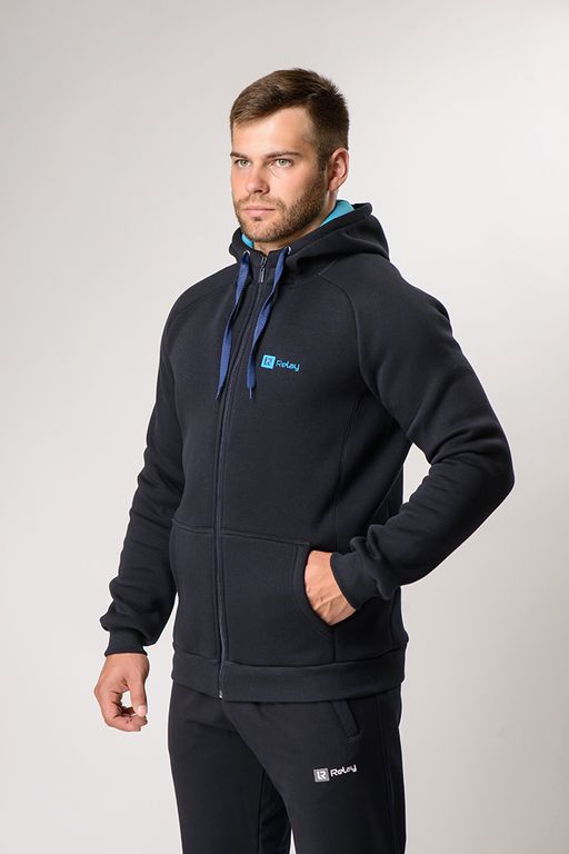 Толстовка М-1455: Футер 3-х ниточный Тёмно-синий / Бирюза - Relay фото 2