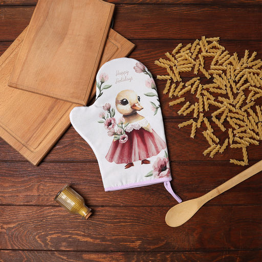 Варежка-прихватка Доляна Уточка 20х28 см, 35% хл, 65% пэ, ватин 250 г/м2  фото 5