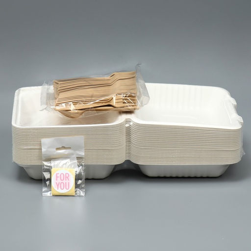 Цена за 50 шт. Коробка для бенто-торта с вилкой For you, 21 х 20 х 7,5 см - Дарите счастье фото 5