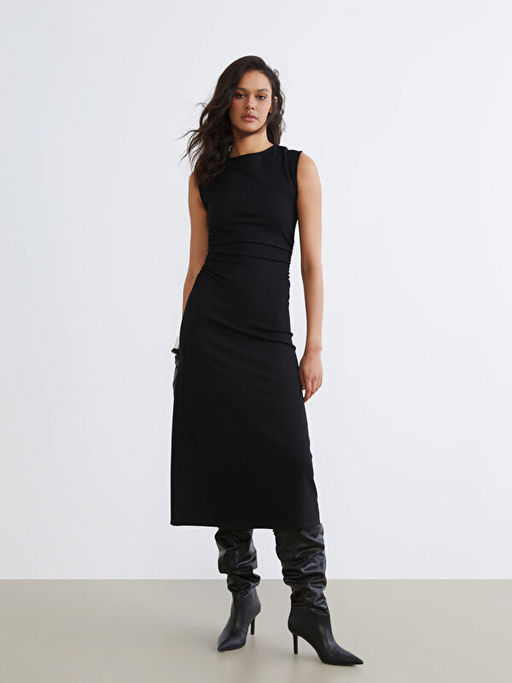 Bisiklet Yaka B?zg?l? Elbise