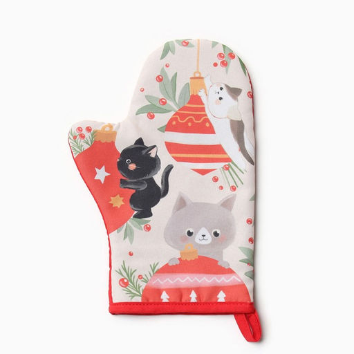 Варежка-прихватка Доляна Игривого праздника 20х28 см, 35% хл, 65% пэ, ватин 250 г/м2  фото 2