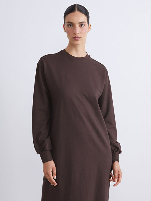 Bisiklet Yaka Sweatshirt Elbise