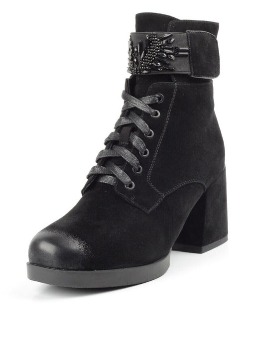 04-XR135-1 BLACK Ботинки зимние женские (натуральная замша, натуральный мех)