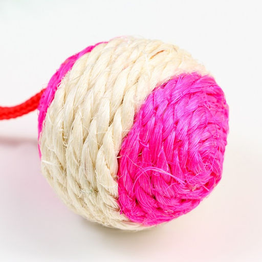 Шар-погремушка сизалевый с перьями, 4.5 см, розовый - Пижон фото 4