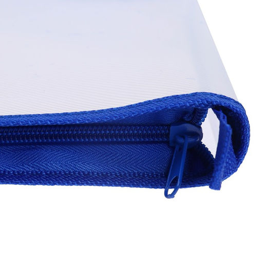 Папка на молнии с 3-х сторон А5, 450мкм, прозрачная с синим кантом - Calligrata фото 3