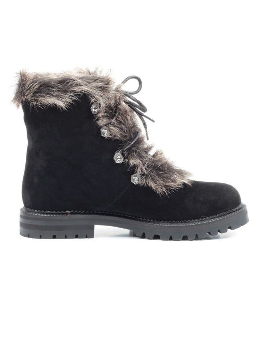 04-AH25-2 BLACK Ботинки зимние женские (натуральная замша, натуральный мех) - Фабричный китай фото 11