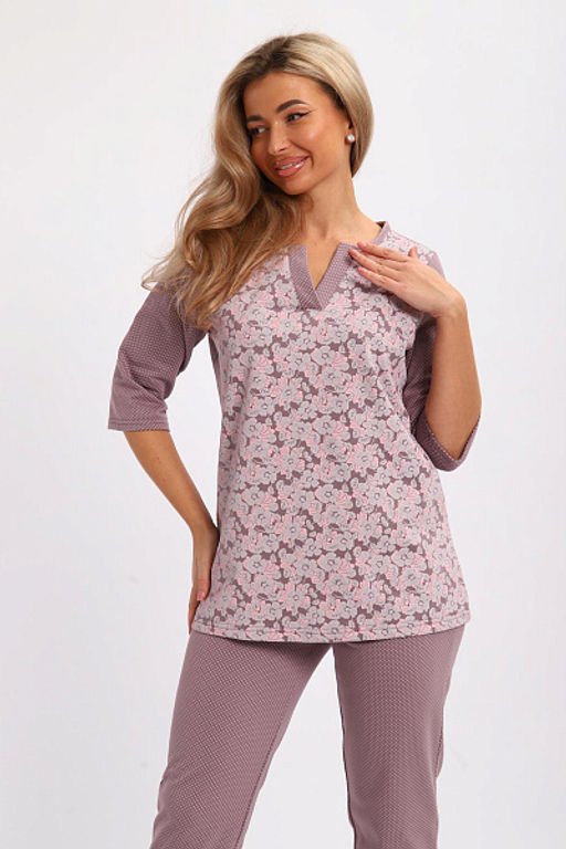 Пижама с брюками футер с начёсом (01059, кофе)