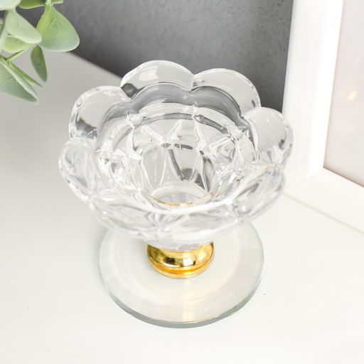 Стеклянный подсвечник на 1 свечу «Цветочек», 5.5×6.8×6.8 см